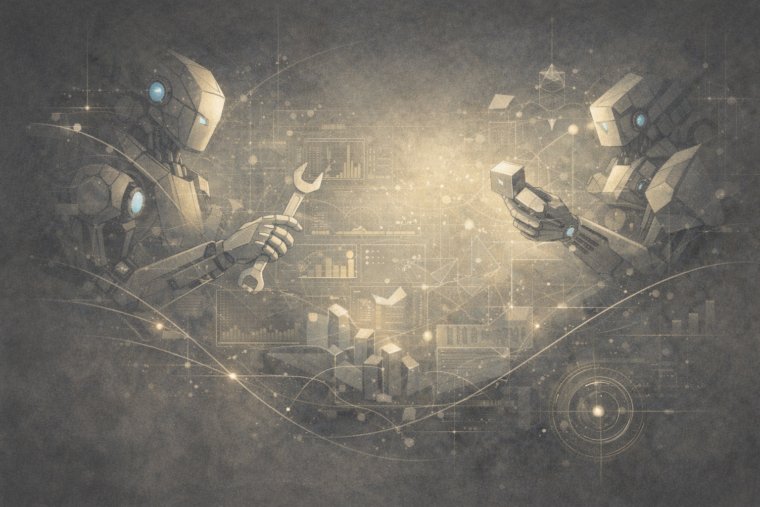 Robot and AI collaboration concept artwork